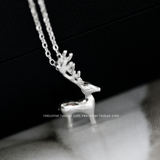 韩国圣诞节礼物 文艺清新可爱小鹿麋鹿 925纯银短款锁骨项链女