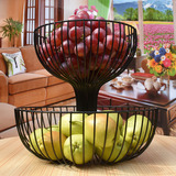 客厅水果盆铁艺水果篮大容量果盆篮时尚创意两层果盘蛋糕架干果盆