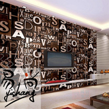大型壁画 客厅沙发电视墙壁纸3D复古个性ktv酒吧餐厅墙纸英文字母