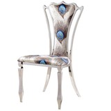 欧式餐椅不锈钢进口布艺孔雀椅子后现代餐椅时尚奢华家具2014新品