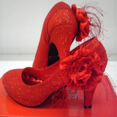 2014新款婚鞋女红色中跟鞋细跟单鞋两穿结婚