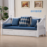 实木沙发床韩式田园坐卧两用床多功能储物推拉床地中海小户型沙发