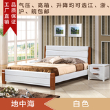 实木床榆木床1.5米1.8高箱储物1.2床榆木双人2人床现代简约白色床