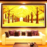 新款客厅丝线十字锈风景系列幅印花十字绣黄金满地全景2米油画大