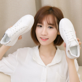 2016夏季新款小白鞋透气系带白色板鞋女平底韩版休闲运动鞋百搭潮