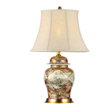 中式陶瓷台灯客厅卧室新中式装饰台灯美式手绘复古创意全铜台灯