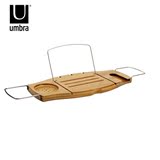 正品Umbra可伸缩竹制浴室置物架平板电脑ipad收纳架阿库拉浴缸架