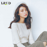 LRUD2015秋季新款韩版七分袖打底衫女修身纯色套头针织毛衣上衣
