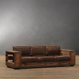 美式loft工业风复古做旧铁艺实木沙发组合三人仿古家具客厅沙发椅
