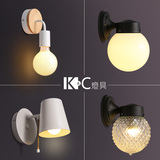 kc现代简约北欧壁灯个性创意实木铁艺灯走廊床头卫生间节能镜前灯
