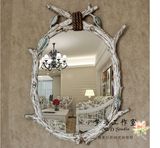 做旧复古树枝椭圆玄关卧室装饰镜浴室美容镜/地中海美式北欧法式