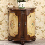 美式实木彩绘花瓶柜沙发边柜小半圆两门储物柜边几玄关柜床头柜