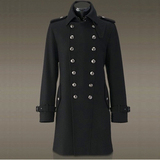 德国二战将军大衣时尚男装修身双排扣长款羊毛呢大衣金属鱼子纹扣