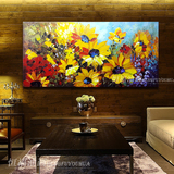 向日葵风景油画纯手绘抽象客厅走廊玄关画单幅无框装饰画横版