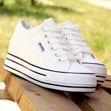 包邮 韩版 帆布鞋加厚底内增高6厘米纯色单鞋学生女鞋白色单鞋