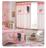 韩式卡通可爱儿童房阳台卧室粉色大象窗帘门帘隔断帘布帘成品窗帘