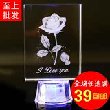 613闪光水晶摆件带祝福语玫瑰花朵铁塔图案玻璃工艺品礼品专批发