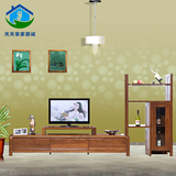 现代中式实木电视柜 矮柜简约储物柜 榆木客厅落地柜组合实木家具