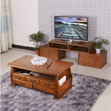 特价新中式2.4米实木液晶电视柜+1.2米茶几客厅视听组合柜家具