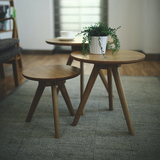 小茶几实木简约小户型圆形沙发边几日式宜家客厅橡木咖啡小圆桌子