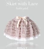 现货@DOLLY荷兰直邮意大利手工粉色蕾丝款多层蓬蓬纱tutu荷叶半裙