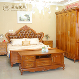 深浩 高端柚木床全实木床欧式柚木双人储物床柚木家具1.8米1.5米