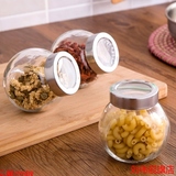 居家家 日式简约玻璃食品储物罐三个装 透明可视圆形密封罐茶叶罐