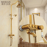 欧式淋浴器冷热花洒套装卫生间复古全铜仿古花洒套装浴室沐浴升降