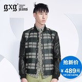 gxg jeans男装夹克 男士格纹拼接修身jacket外套秋上新潮53621264
