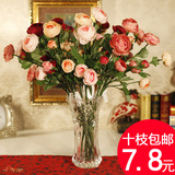 10枝包邮 法国风唯美玫瑰高仿真花束 客厅摆件假花艺绢花 多色
