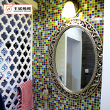 王斌相框 现代欧式复古卫浴镜壁挂 椭圆镂空高清卫生间 浴室镜子