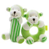 韩国婴儿玩具熊兔婴儿摇铃套装 新生儿手摇铃棒 摇铃圈 毛绒布艺