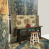 巴洛克 天然黄麻印度手工打结地毯 高端奢华美式法式卧室客厅地毯