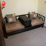 明式沙发 中式双人沙发 中式古典老榆木家具 全实木双人沙发椅