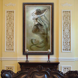 敦煌古典中式人物油画手绘仙女竖版别墅玄关佛像有框装饰挂画飞天