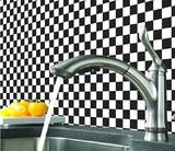 卫生间厨房自粘壁纸墙贴浴室马赛克防水瓷砖贴纸90厘米加宽黑白格