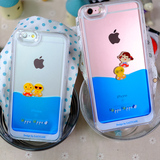 韩国正品EAZYCASE苹果iphone6/6s puls大黄鸭流动液体游泳手机壳