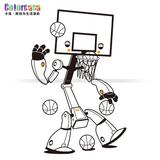ColorCasa 卡通篮球儿童房机器人墙贴 男孩宿舍体育运动墙贴纸
