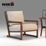 尼克爱家 现代北欧懒人休闲椅单人躺椅沙发椅实木靠背椅 劳利斯