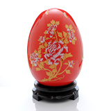 鸿轩 景德镇陶瓷器 中国红金牡丹花福蛋花瓶 家居装饰品新房摆件