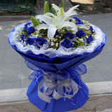 蓝色妖姬玫瑰花束鲜花速递北京全国同城送花上门生日表白求婚花束