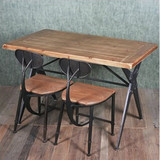 予爱美式乡村铁艺实木桌椅电脑桌书桌餐厅桌椅咖啡桌工作台餐桌