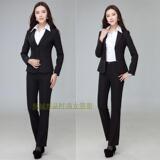 女士韩版修身长袖西服套装二粒扣白领通勤上班职业装超低价