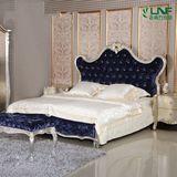 新古典实木双人床 欧式简约1.8米床后现代实木雕刻豪华双人床婚床