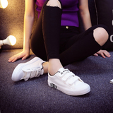 白色甜美女生帆布鞋韩版低帮运动高中学生女鞋平底夏魔术贴板鞋黑