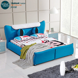 小户型创意猫咪布床双人软床单人床1.2米1.5米可拆洗布艺床儿童床