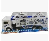 拖车玩具 惯性汽车 双层运输车 警车大号 工程车平板卡车含4小车