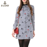 商场代购ELAND衣恋15年新品条纹衬衫连衣裙EEOW54V01S专柜正品