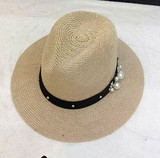 韩国东大门帽子代购珍珠小香风草帽逛街出游街拍气质女生帽子百塔