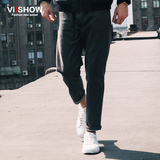 VIISHOW2016春装新款休闲裤 欧美系带松紧裤 直筒裤休闲长裤男潮
